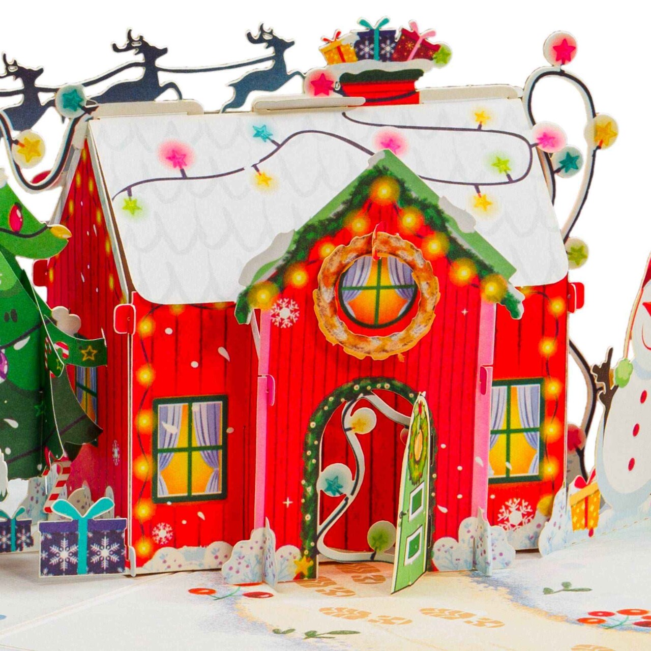 Paper Love Frndly, Pop Up Christmas Card, 3D Cozy Home, Handcrafted Greeting Cards, Gift For Christmas or Holidays - 100% Recycled and Eco-Friendly, 8" x 6" Cover - with Removable Note Tag